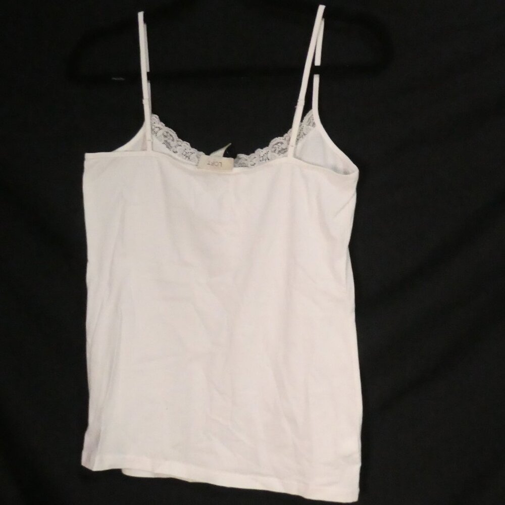 ANN TAYLOR LOFT White Lace Trim Cami Tank Top - Size Medium - Picture 3 of 16